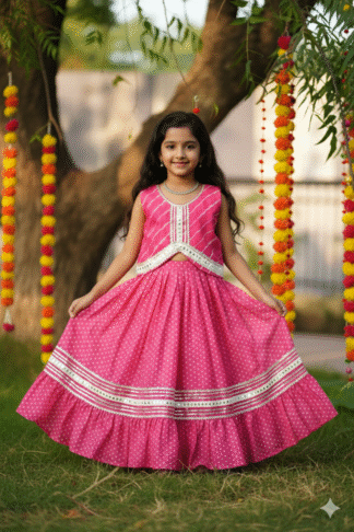 Pink Chanderi Lehanga