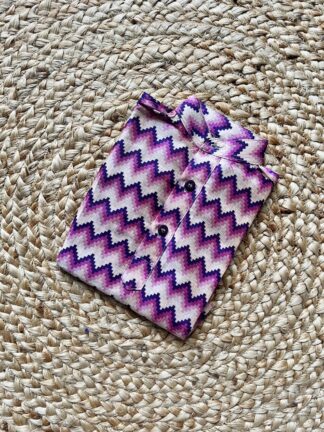 Purple cream zig zag silk kurta pyjama set