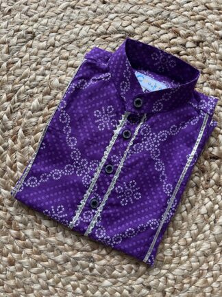 Purple bandhani kurta pyjama set
