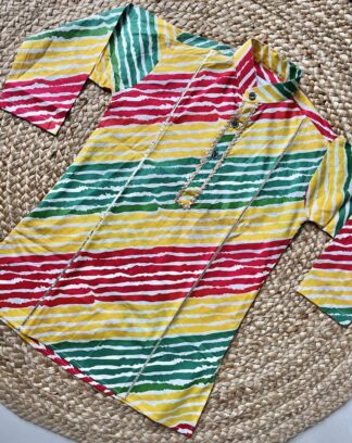 Red yellow green kurta pyjama set