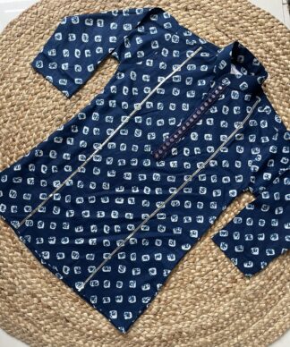 Blue bandhani kurta pyjama set