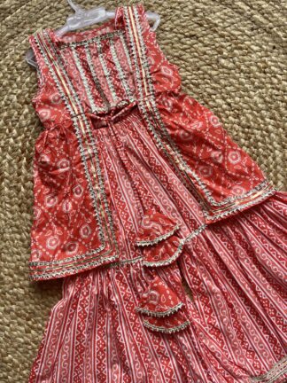 Orange Jacket patterned Sharara Set