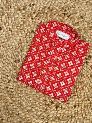 Red white chex print kurta pyjama