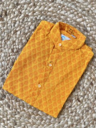 Yellow dual beam kurta pyjama