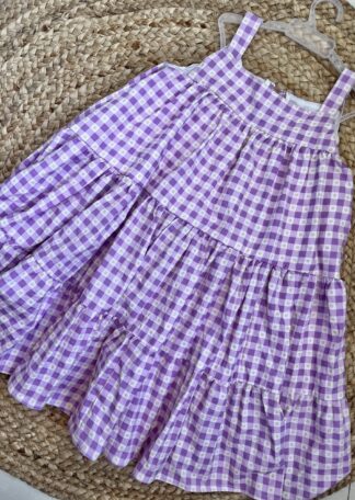 Purple Check 2 Tier Frock