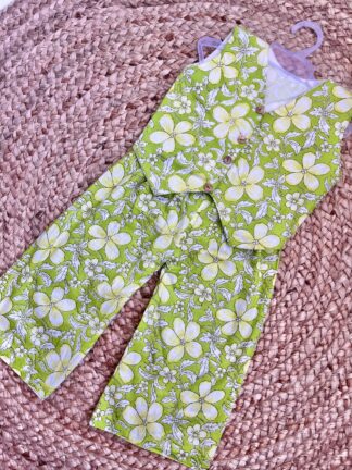 Green Flower Waist Coat Patterened Plazo Set