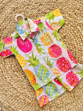 White pineapple printed coord set