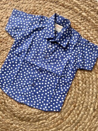 Blue polka dot pure cottonshirt