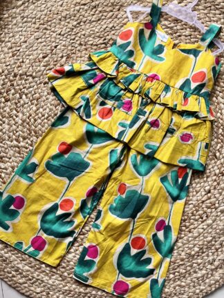 Yellow Green Flower Plazo Set