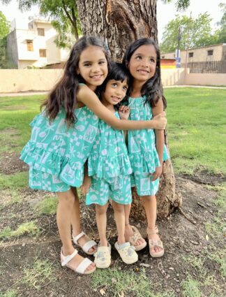 C-Green Jute Cotton Short Sets