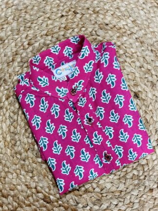 Pink Green Sanganeri Printed Kurta Pyjama set