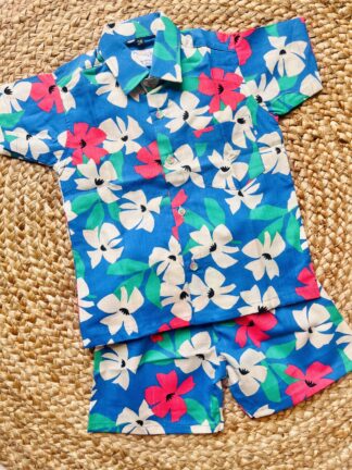 Blue white floral coord set