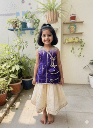 Purple Cream chanderi sharara with Align kurta