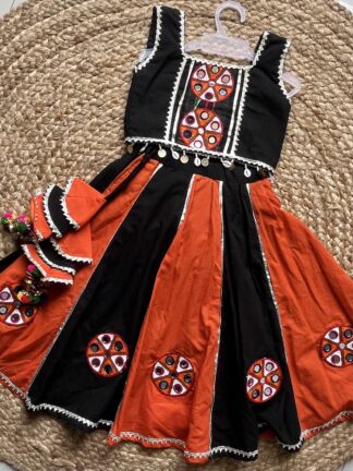 Black orange kali kathiawadi lehenga